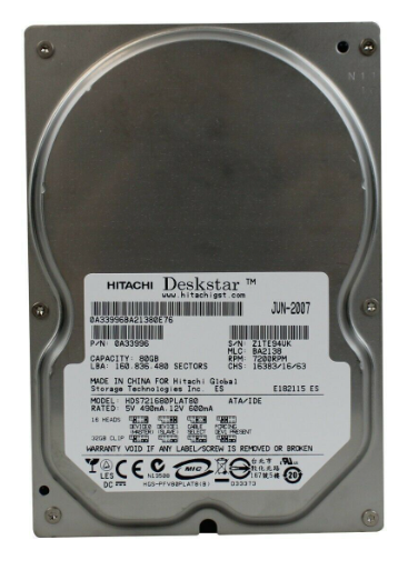 Hitachi Deskstar 7K160 0Y30001 / HDS721680PLAT80 80GB 7.2K IDE ATA/100 Hard Drive