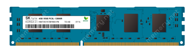 SK Hynix 1x 4GB DDR3-1600 RDIMM PC3L-12800R Single Rank x8 Module