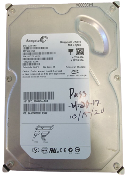 Seagate BarraCuda 7200.9 160GB 7200 RPM 8MB Cache SATA 3.0Gb/s 3.5" HDD