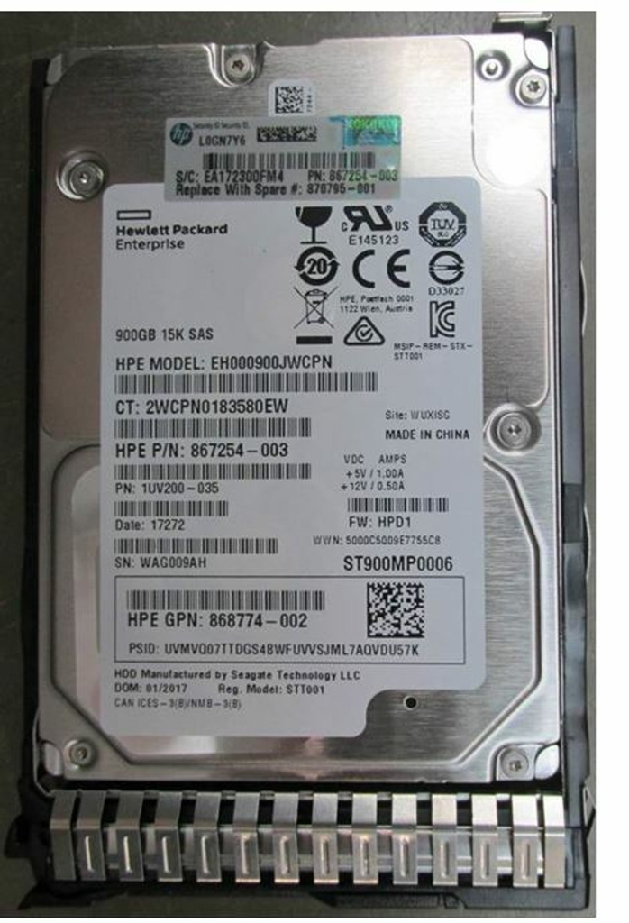 HPE 867254-003 MSA 900GB 15k SAS 12g SFF Hard Drive Spare