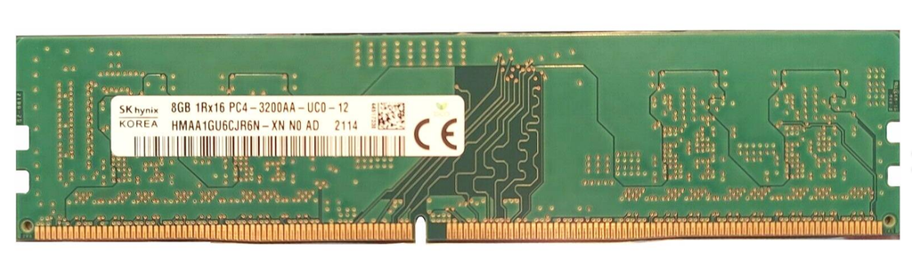 SK HYNIX 8GB DDR4 3200MHZ 1GX64 UNBUFFERED 288 PIN SINGLE RANK 1.2V HYNIX HMAA1GU6CJR6N-XN