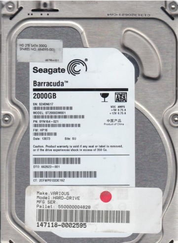 2TB HDD Hard Drive 7200 RPM